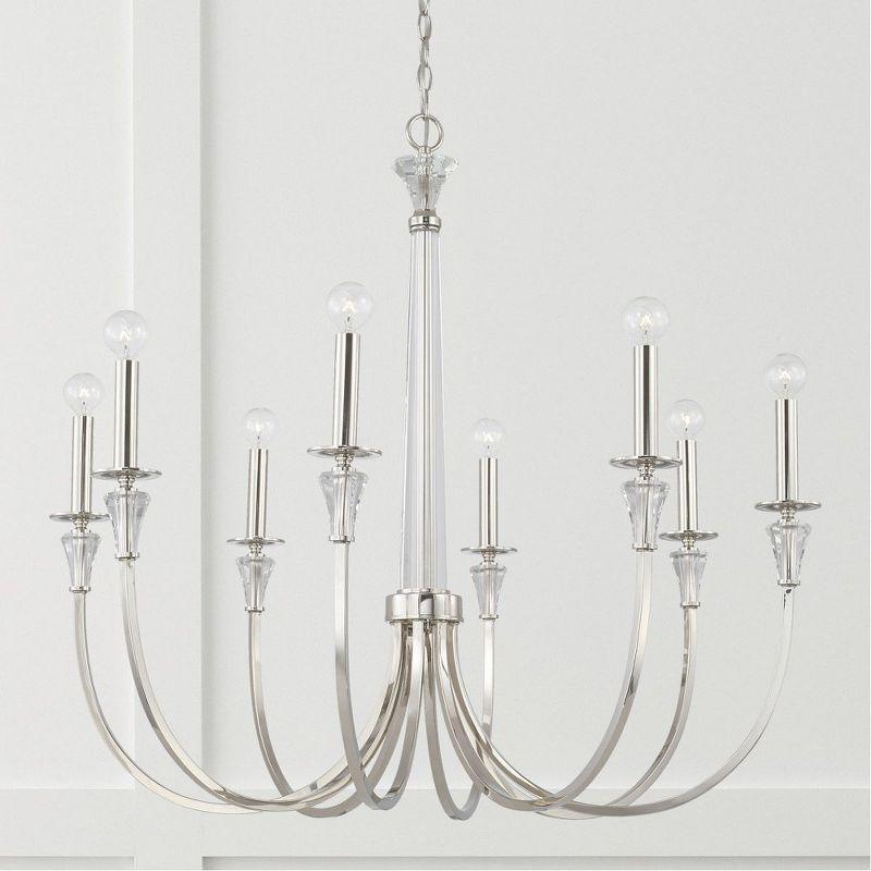 Laurent Polished Nickel 8-Light Chandelier with Crystal Accents