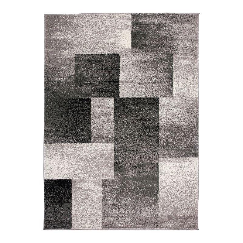 World Rug Gallery Contemporary Modern Geometric Boxes Area Rug - Gray 7'10" x 10'