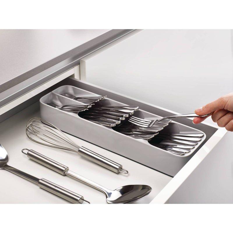 Gray Plastic Compact Cutlery Organizer with Angled Compartments