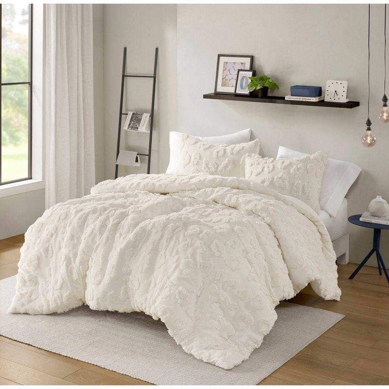 Off-White Animal Chenille Full/Queen Duvet Cover Set