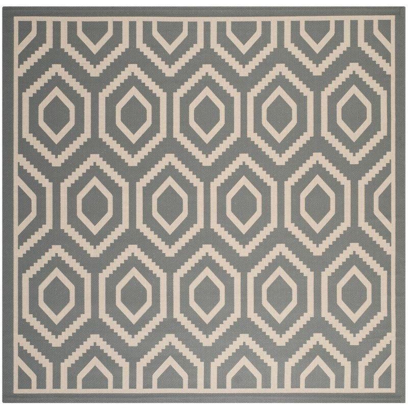 Anthracite Beige 95" Square Synthetic Indoor/Outdoor Easy-Care Rug