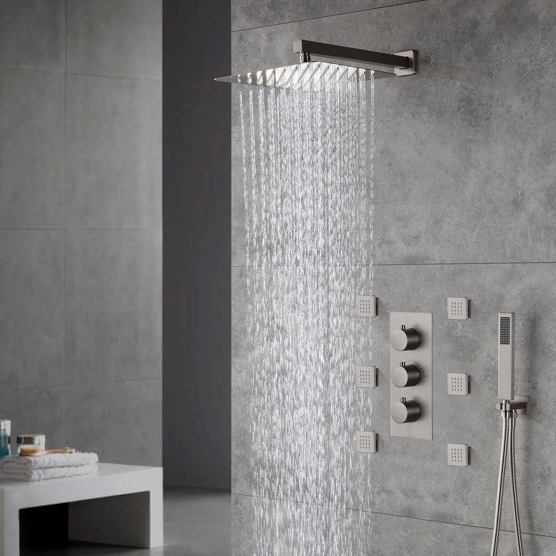 Revitalize 12 Inch Luxury Thermostatic Complete Shower System with Rough-in Valve