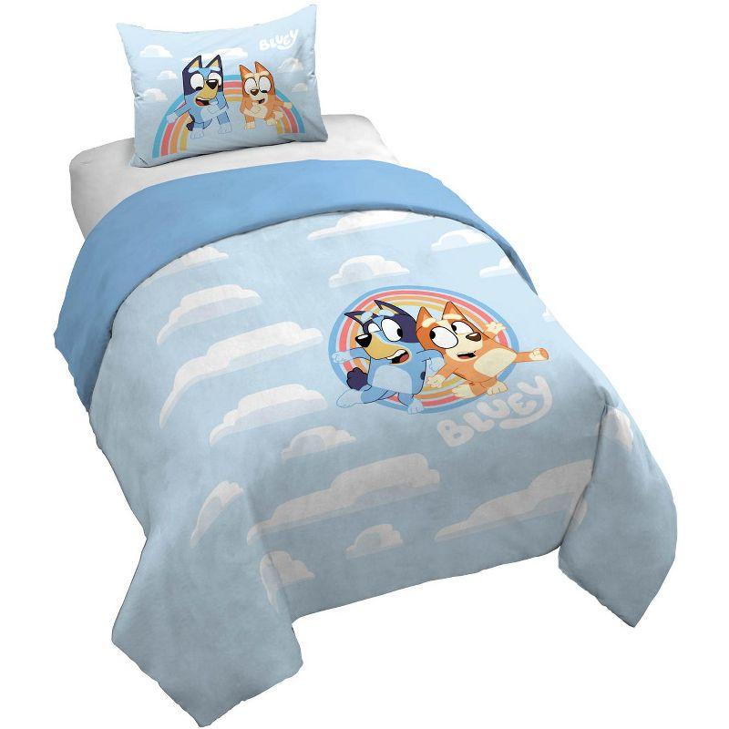 Saturday Park Bluey Rainbow in the Clouds 100% Organic Cotton Twin Duvet Cover & Sham Set