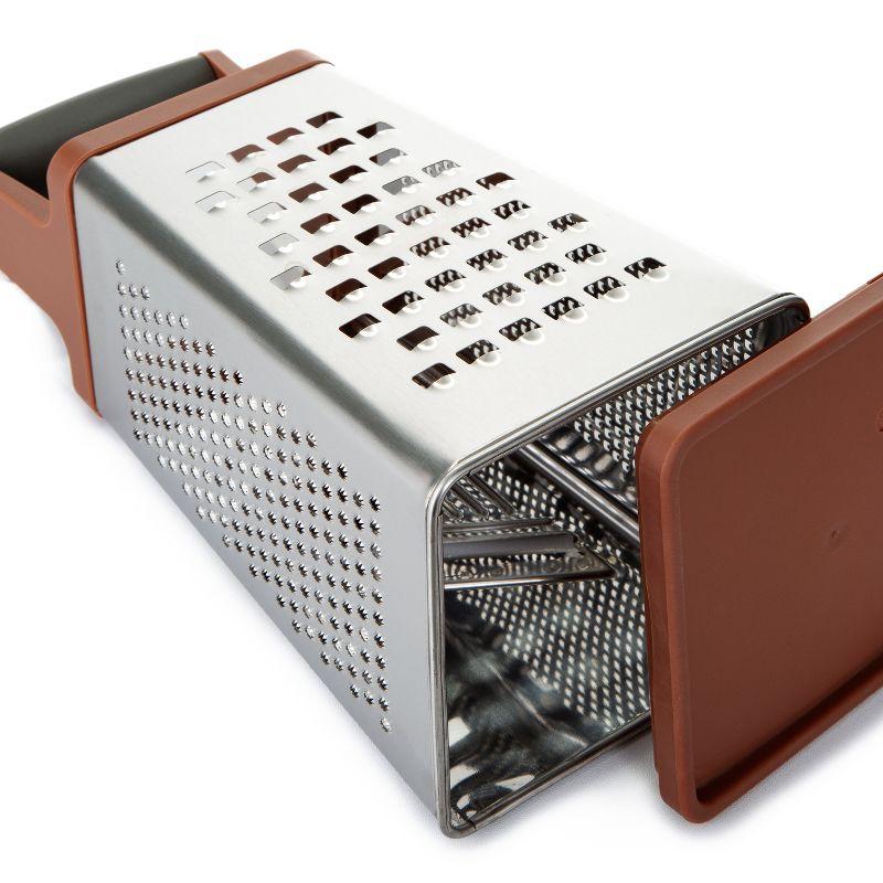 Stainless Steel 4-Sided Box Grater with Soft-Grip Handle