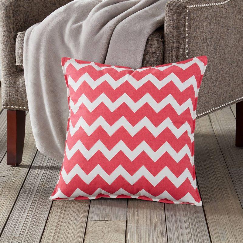 Kensington Garden 20"x20" Oversize Chevron Cotton Canvas Square Throw Pillow: Indoor, Zipper Closure, Removable Cover