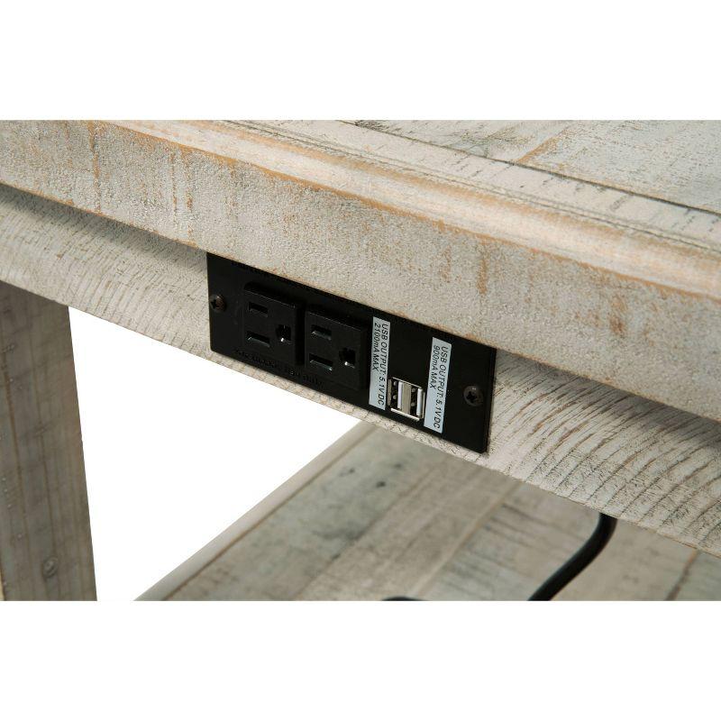 Carynhurst Rectangular End Table White - Signature Design by Ashley: Farmhouse Style, Distressed Finish, Storage Shelf