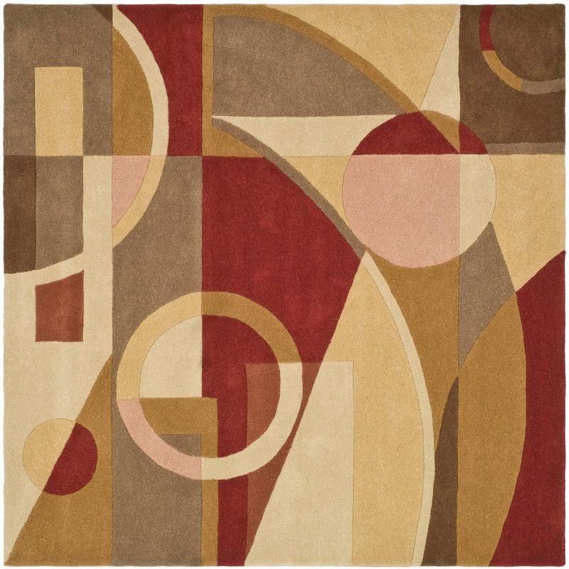 Beige and Multicolor Hand-Tufted Wool Square Area Rug