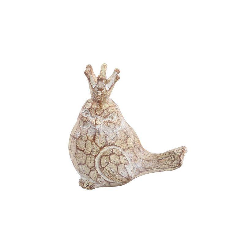 Sagebrook Home Set of 2 Gold Bird Figurines - Contemporary Polyresin 4" Royal Bird with Crown Home Decor - Office or Home Decorative Accent