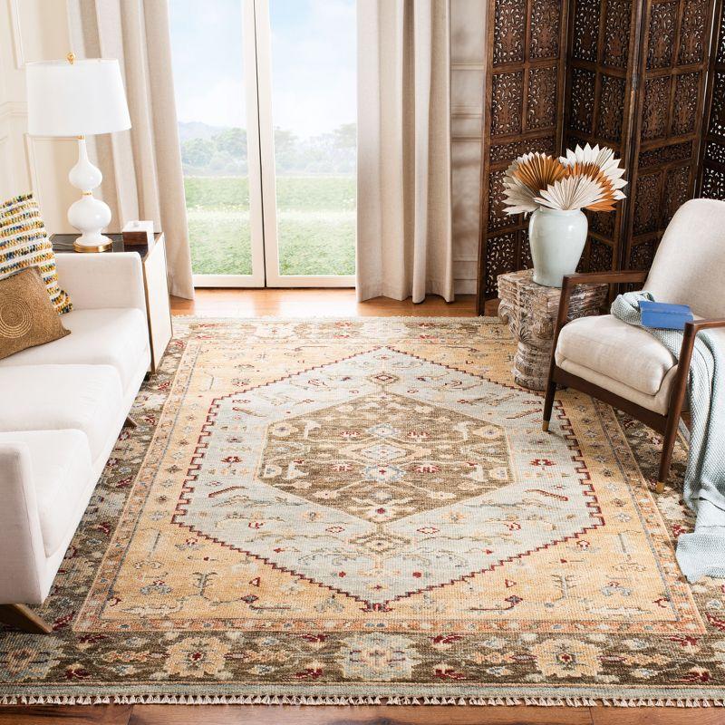 Samarkand Blue and Brown Hand-Knotted Wool Area Rug