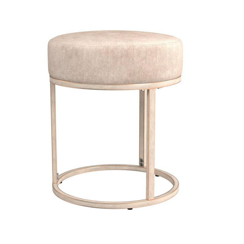 18" Swanson Backless Upholstered Metal Vanity Stool Bone White - Hillsdale Furniture: Round Padded Seat, Modern Design