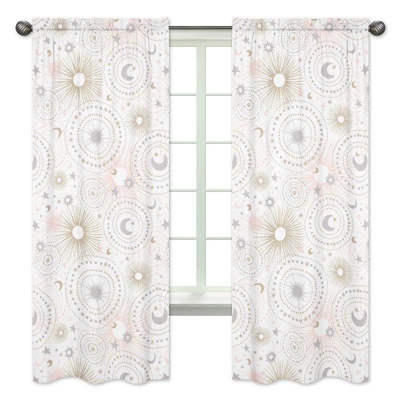 Sweet Jojo Designs Celestial Geometric Semi-Sheer Rod Pocket Curtains/Drapes (Set of 2)