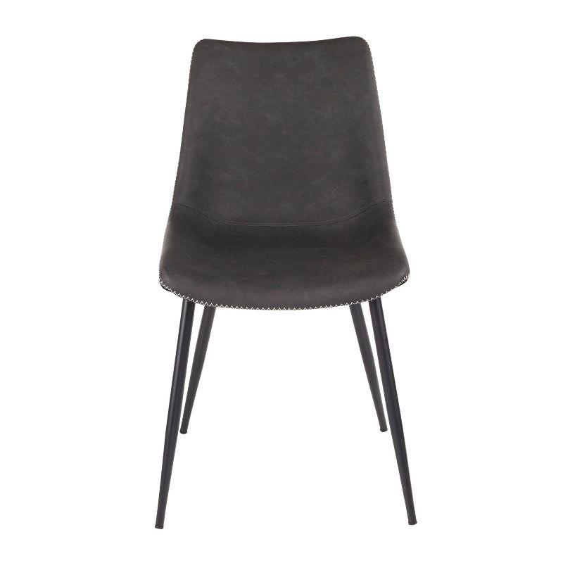 LumiSource Set of 2 Durango Industrial Dining Chair Black/Vintage Gray: Metal Frame, Polyurethane Upholstery, Floor Protectors