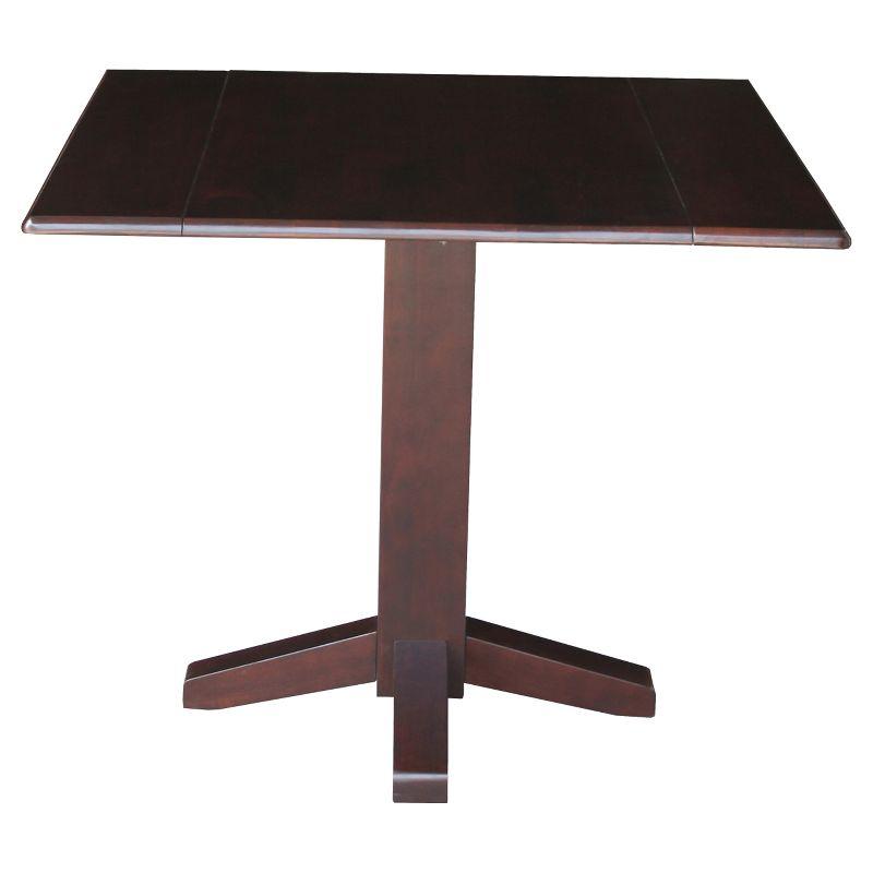36" Sanders Square Dual Dining Table Rich Mocha - International Concepts: Solid Wood, 4-Seater Kitchen Table