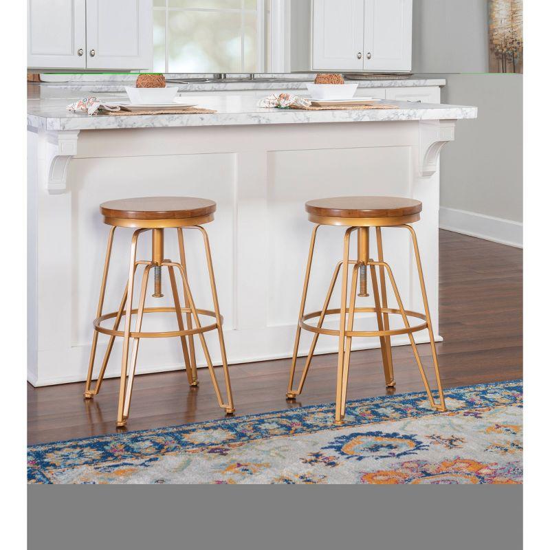 Metal and Wood Stools - Linon