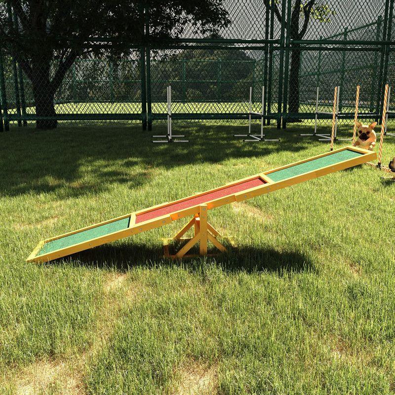 PawHut Wooden Dog Agility Seesaw for Training and Exercise, Platform Equipment Run Game Toy Weather Resistant Pet Supplies