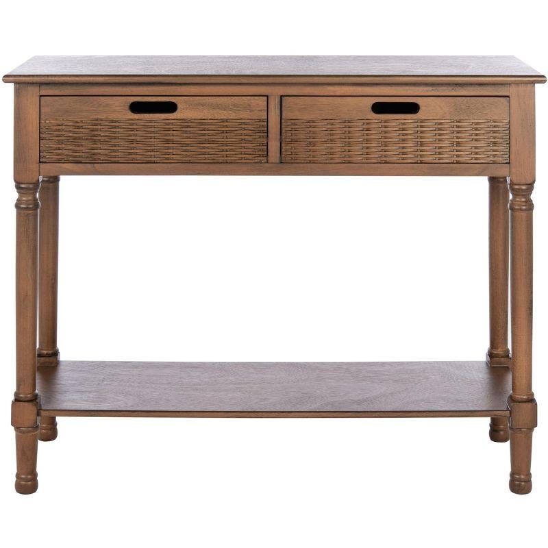 Landers Brown Pine 2-Drawer Console Table with Storage