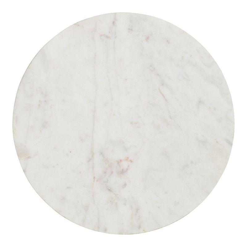 Kate and Laurel Rumsen Round Marble Side Table, 16x16x21, Walnut Brown