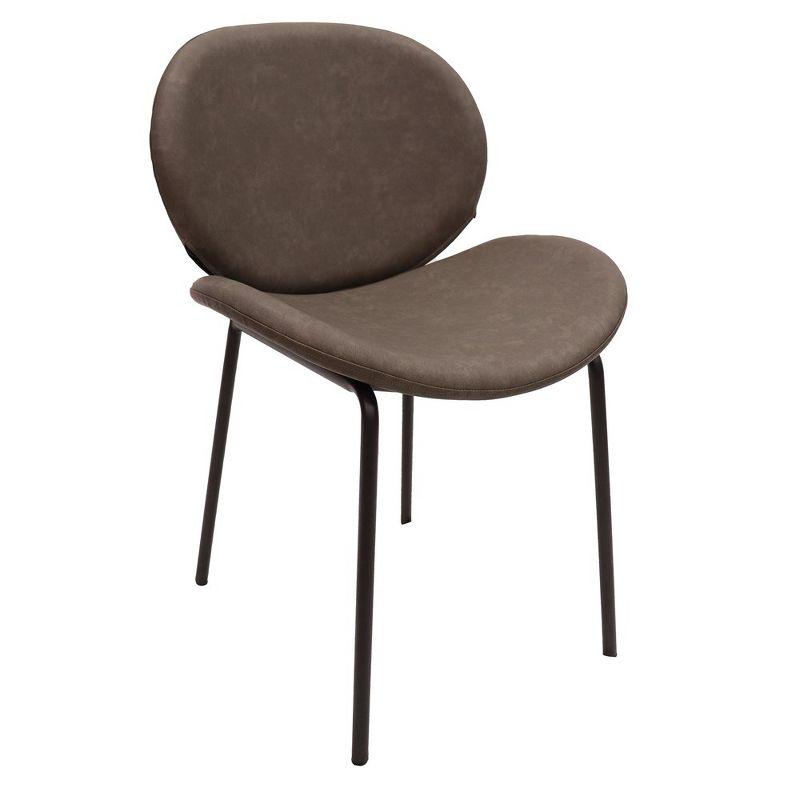 Elephant Grey Faux Leather Upholstered Metal Side Chair