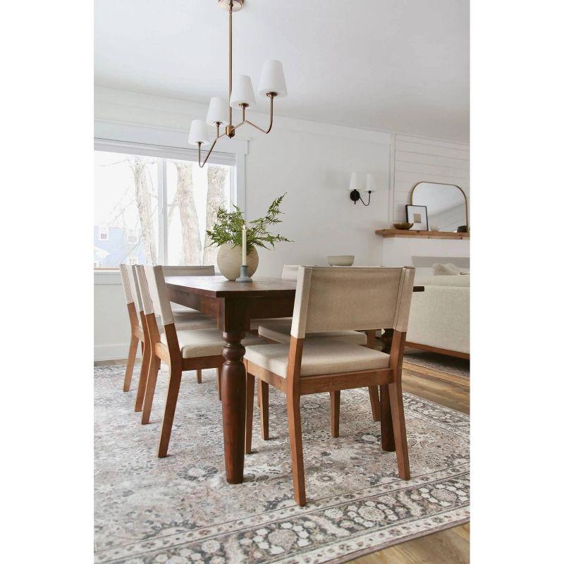 44" Linus Wood Sling Back Chair with Cushion, Flax Upholstery - Nathan James: Easy 20 Min Assembly