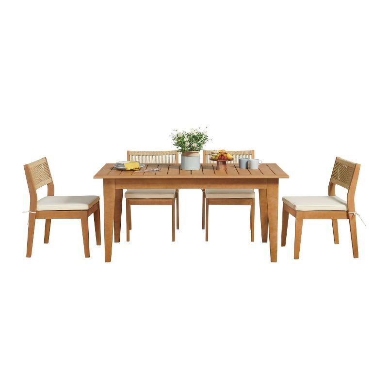 Eucalyptus Wood 4-Person Patio Dining Set with Cushions