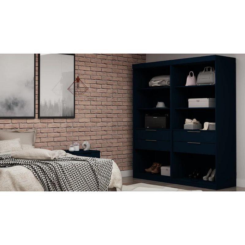 Tatiana Midnight Blue Contemporary Open Wardrobe with Drawers