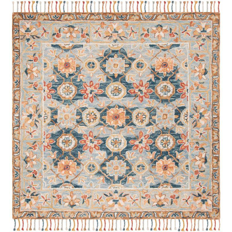 Aspen APN110 Hand Tufted Area Rug - Grey/Navy - 5'x5' - Safavieh.