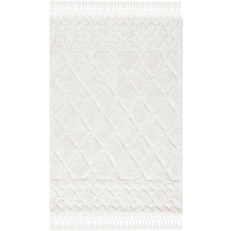 Casablanca W/ Tassels CSB651 Hand Tufted Indoor Area Rug - Ivory - 6'x9' - Safavieh