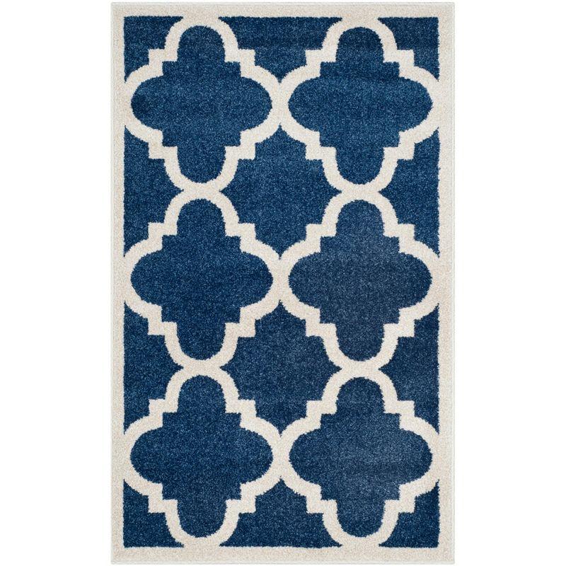 Amherst AMT423 Power Loomed Indoor Accent Rug - Navy/Beige - 2'6"x4' - Safavieh