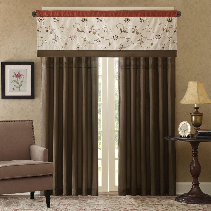 Madison Park Serene Floral Embroidered 50'' W Window Valance