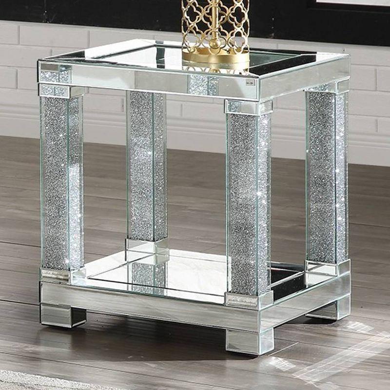 Noralie 20" Mirrored Glass End Table with Faux Diamonds