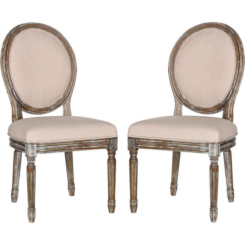 Holloway 19''H French Brasserie Oval Side Chair (Set of 2) - Beige/Rustic Oak - Safavieh