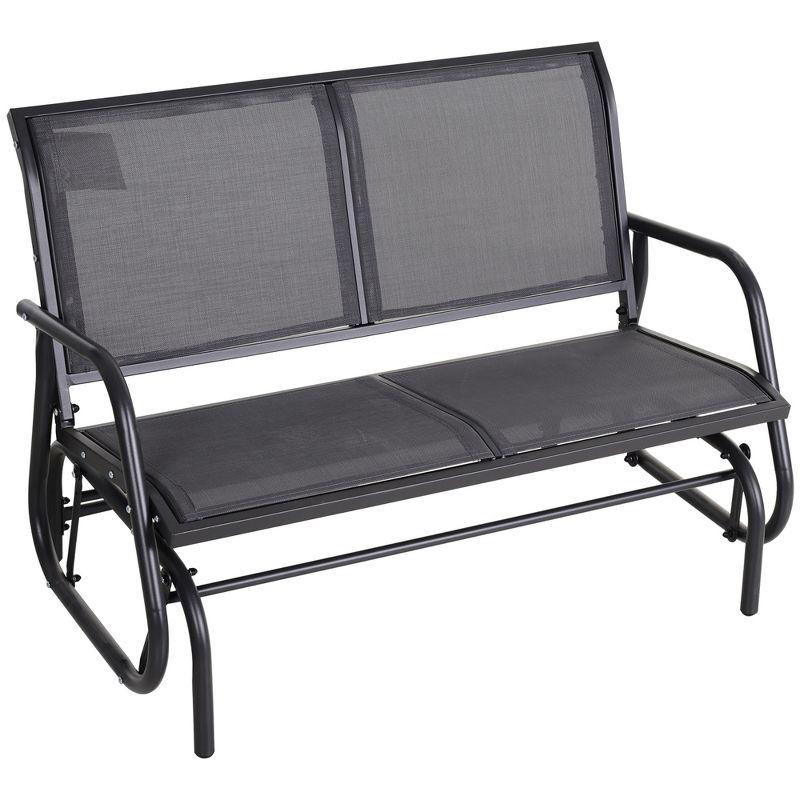 Gray Mesh Outdoor Glider Bench with Powder Coated Steel Frame