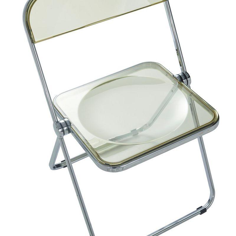 LeisureMod Lawrence Modern Acrylic Folding Chair With Metal Frame Set of 2