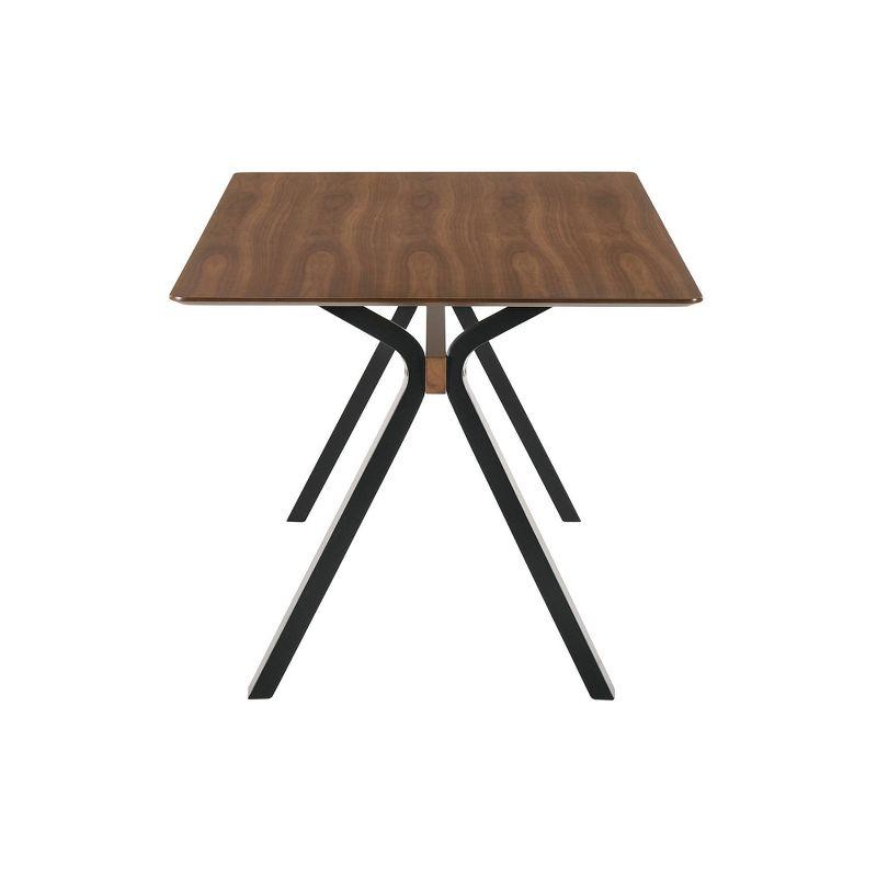 Lennox 63" Walnut Top Black Base Mid-Century Modern Dining Table