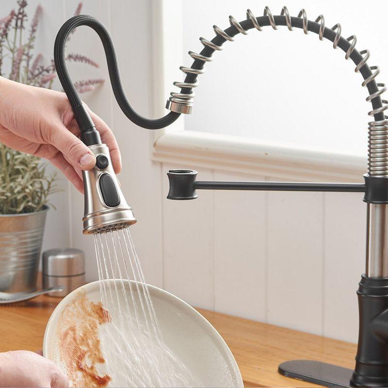 Single-Handle Pull-Down Sprayer 3 Spray High Arc Kitchen Faucet With Deck Plate