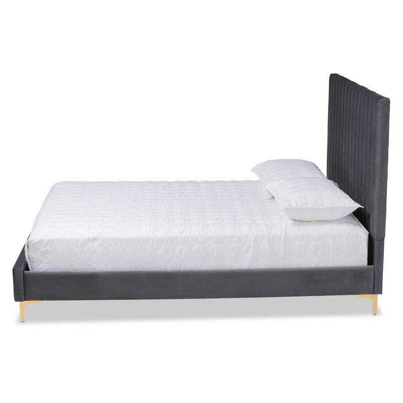 Serrano Velvet Fabric Upholstered and Metal Platform Bed - Baxton Studio