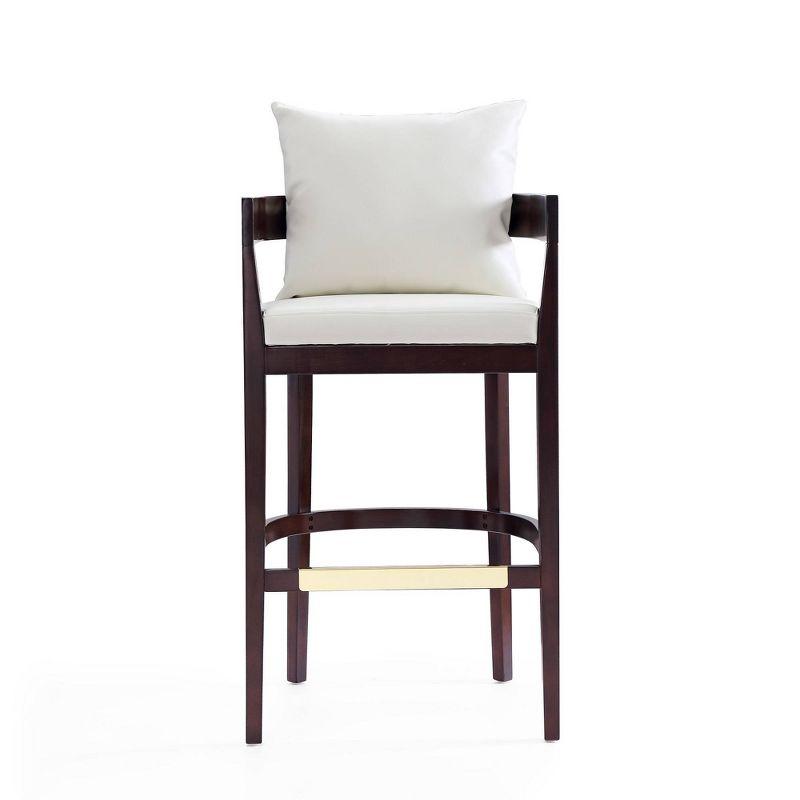 Manhattan Comfort Ritz Ivory Leather Beech Wood Barstool - 38"