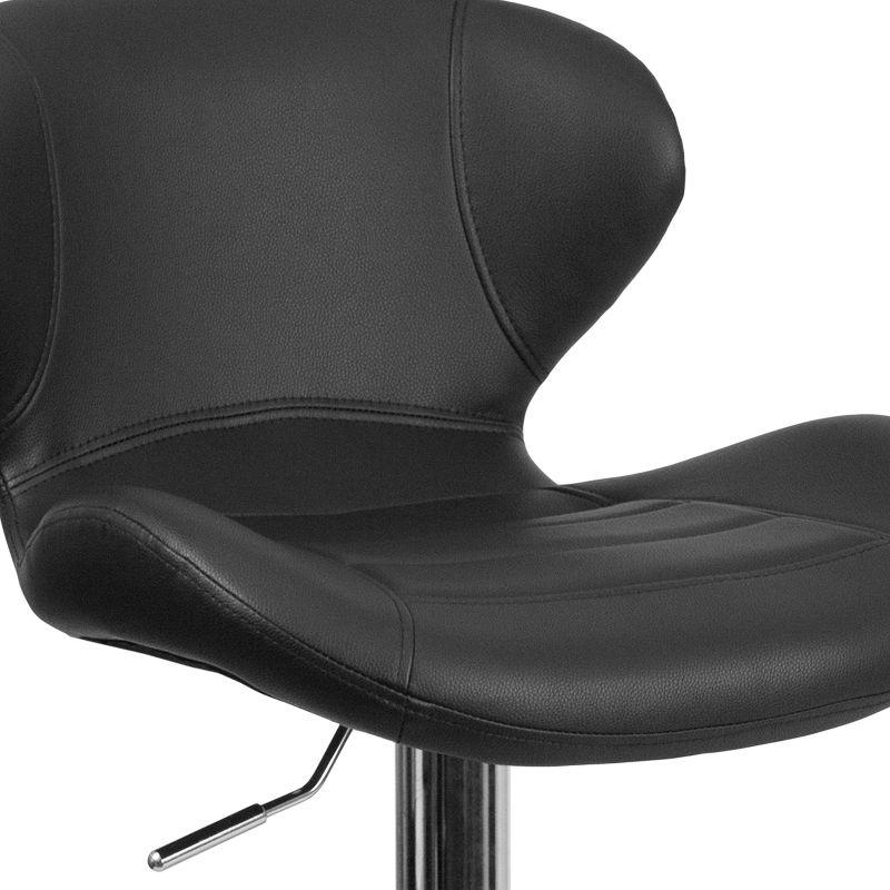 Flash Furniture Contemporary Black Vinyl Adjustable Height Barstool with Curved Back and Chrome Base