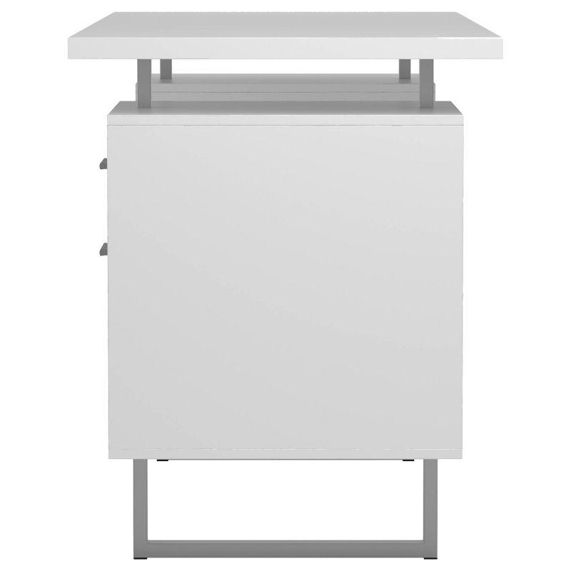 Lawtey 2 Drawer Office Desk White High Gloss - Coaster: Modern Home Office Furniture with File Storage