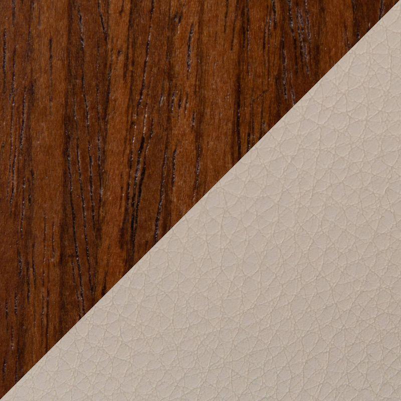 Set of 2 Pino Upholstered Barstools Cream/Walnut - Lumisource: Hydraulic Lift, 360-Degree Swivel