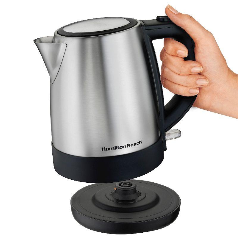 Hamilton Beach 1L Electric Kettle - Stainless 40978: Water Boiler, Overheat Protection, Cordless, Automatic Shut-Off