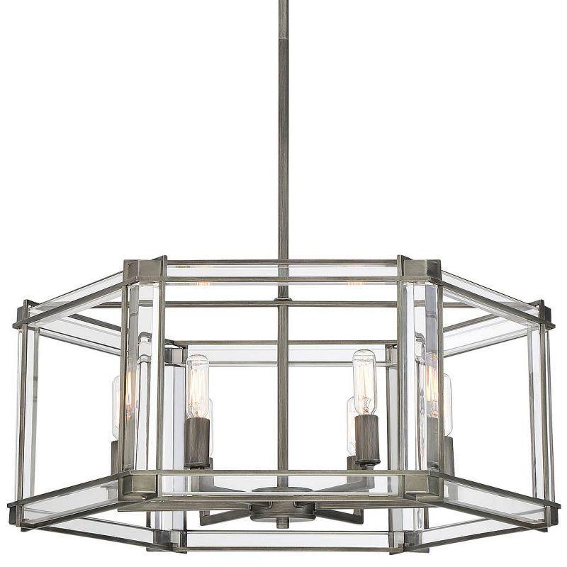 Minka Lavery Antique Nickel Chandelier 24" Wide Industrial Clear Acrylic 6-Light Fixture for Dining Room House Foyer Kitchen Home