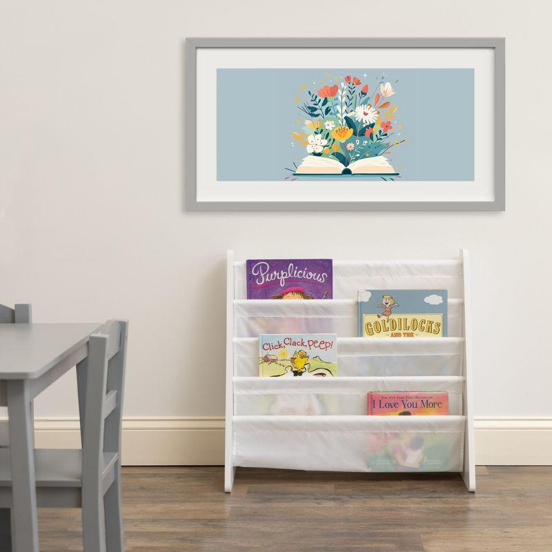 Kids' Book Rack Cambridge Collection White - Humble Crew: Toddler Decorative Bookshelf, 4 Shelves, MDF Material