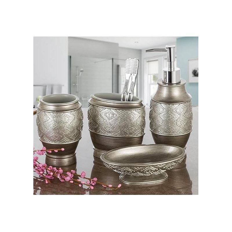 Creative Scents Dublin Silver Bathroom Accessory Set - 6 Piece