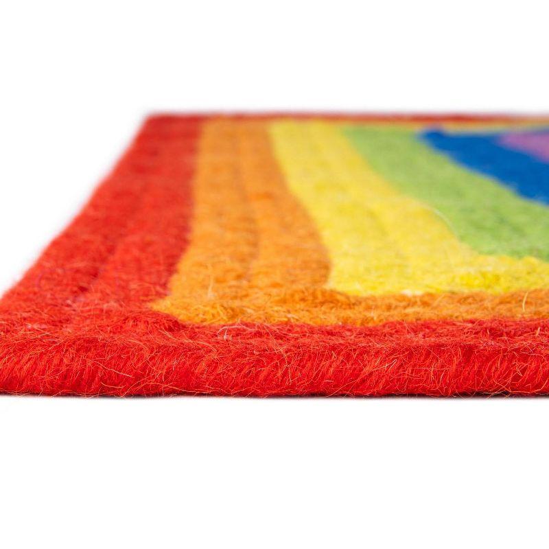 Unique Loom Hand Braided Rainbow Wool Collection Area Rug (3' 1" x 5' 1" Rectangle Multi/Blue)
