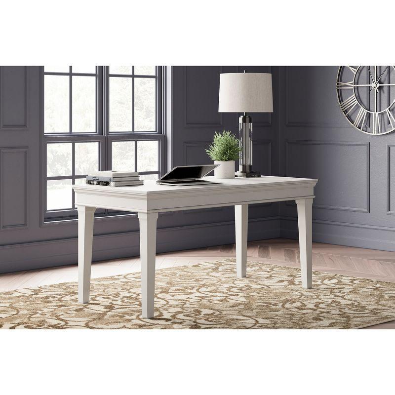 White Pine Wood Transitional Home Office Desk with Drawer and USB Port