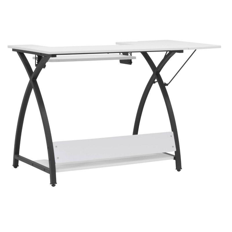 Comet Plus Sewing/Office Table with Fold Down Top, Height Adjustable Platform and Bottom Storage Shelf Black/White - Sew Ready: Crafting Desk