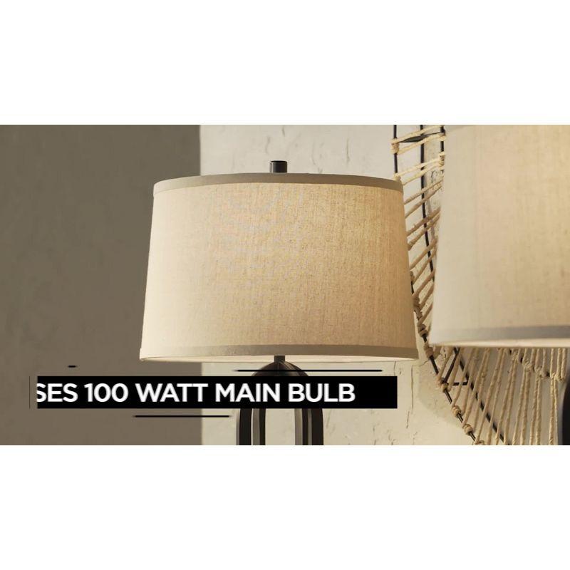 360 Lighting Marcel Industrial Table Lamps 24 1/4" High Set of 2 Black with LED Nightlight USB Port Natural Shade for Bedroom Living Room House Desk