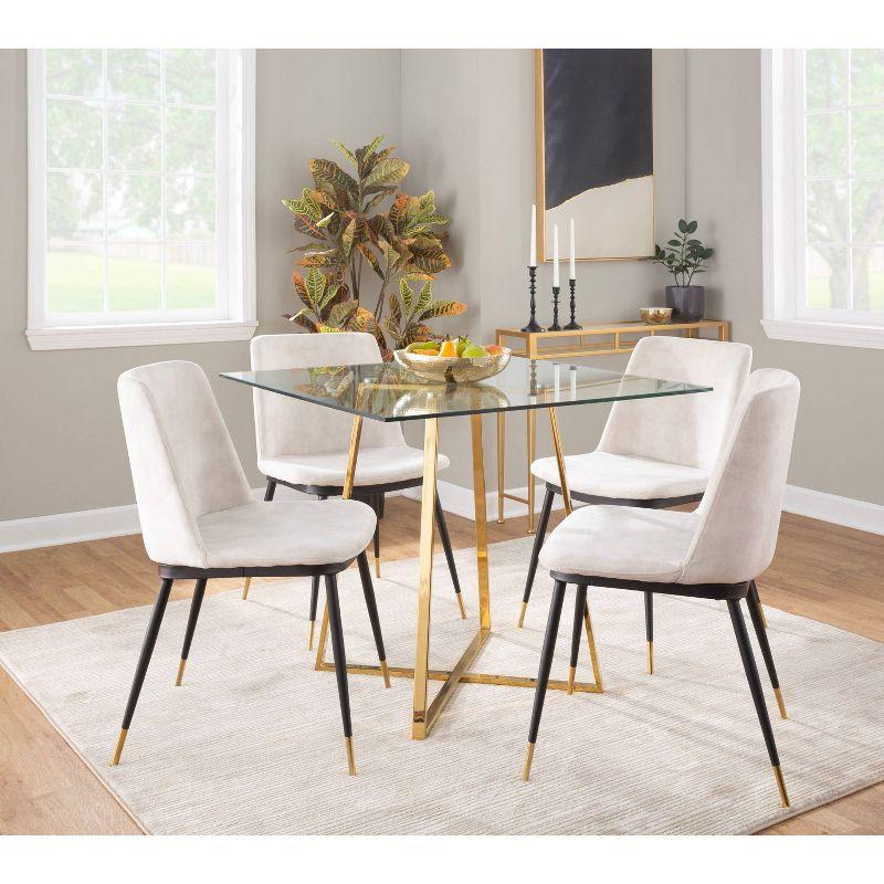 36" Cosmo Square Dining Table Gold/Clear Glass - LumiSource: Modern Pedestal Base, Seats 4