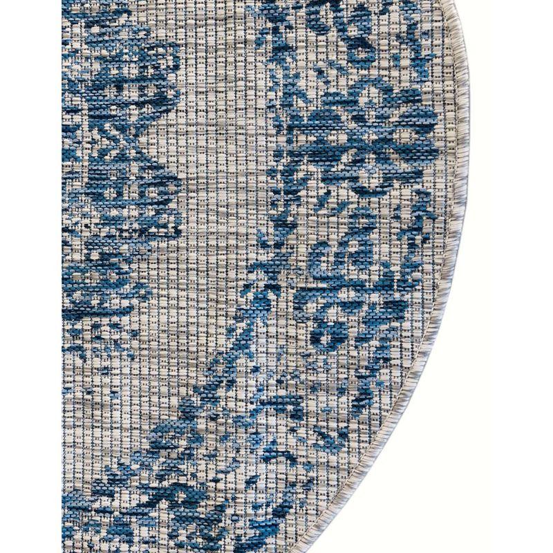 Unique Loom 4' 1 x 4' 1 Round Indoor/Outdoor Traditional Blue Area Rug
